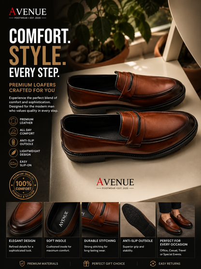 Avenue Premium Leather Loafers | Chanki