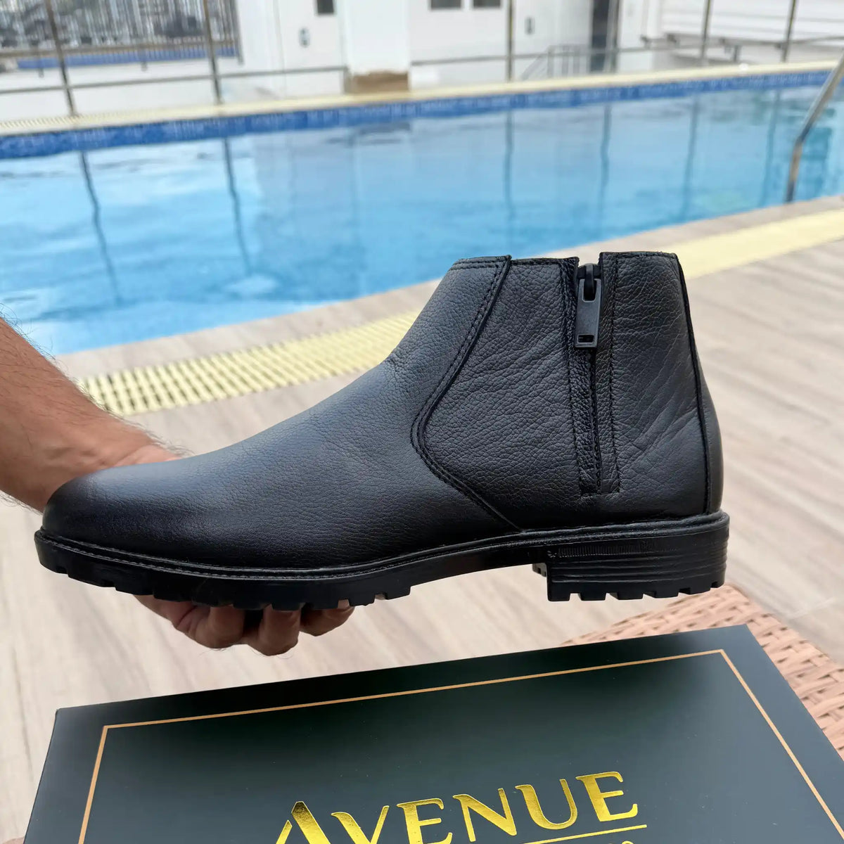 Premium Genuine Leather Chelsea Boots for Men | Black | 6-Month Warranty 3002