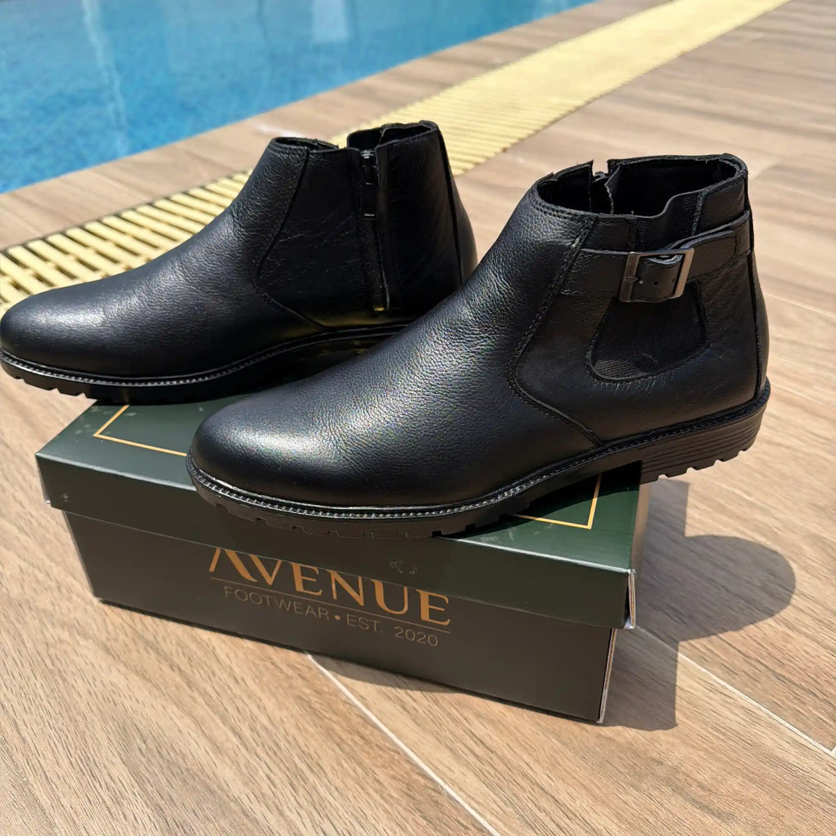 Premium Genuine Leather Chelsea Boots for Men | Black | 6-Month Warranty 3002