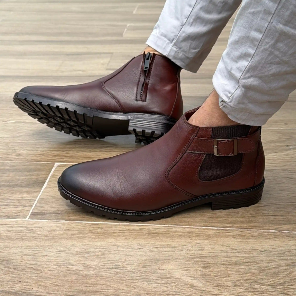 Men's Premium Genuine Leather Chelsea Boots – Classic Smart Casual Footwear 3001