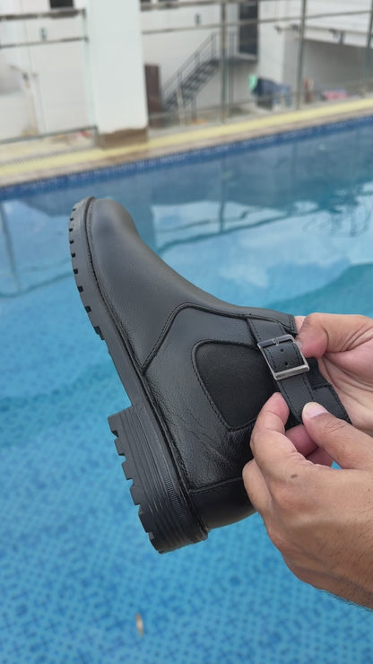 Premium Genuine Leather Chelsea Boots for Men | Black | 6-Month Warranty 3002